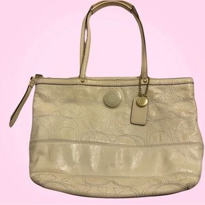 Beige Coach Monogram Bag